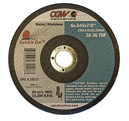 CGW Abrasive CGW 35517 Metal Cut Off Wheel, 6" X .045" X 7/8", Pack of 25 - High Performance Metal Cutting Tool