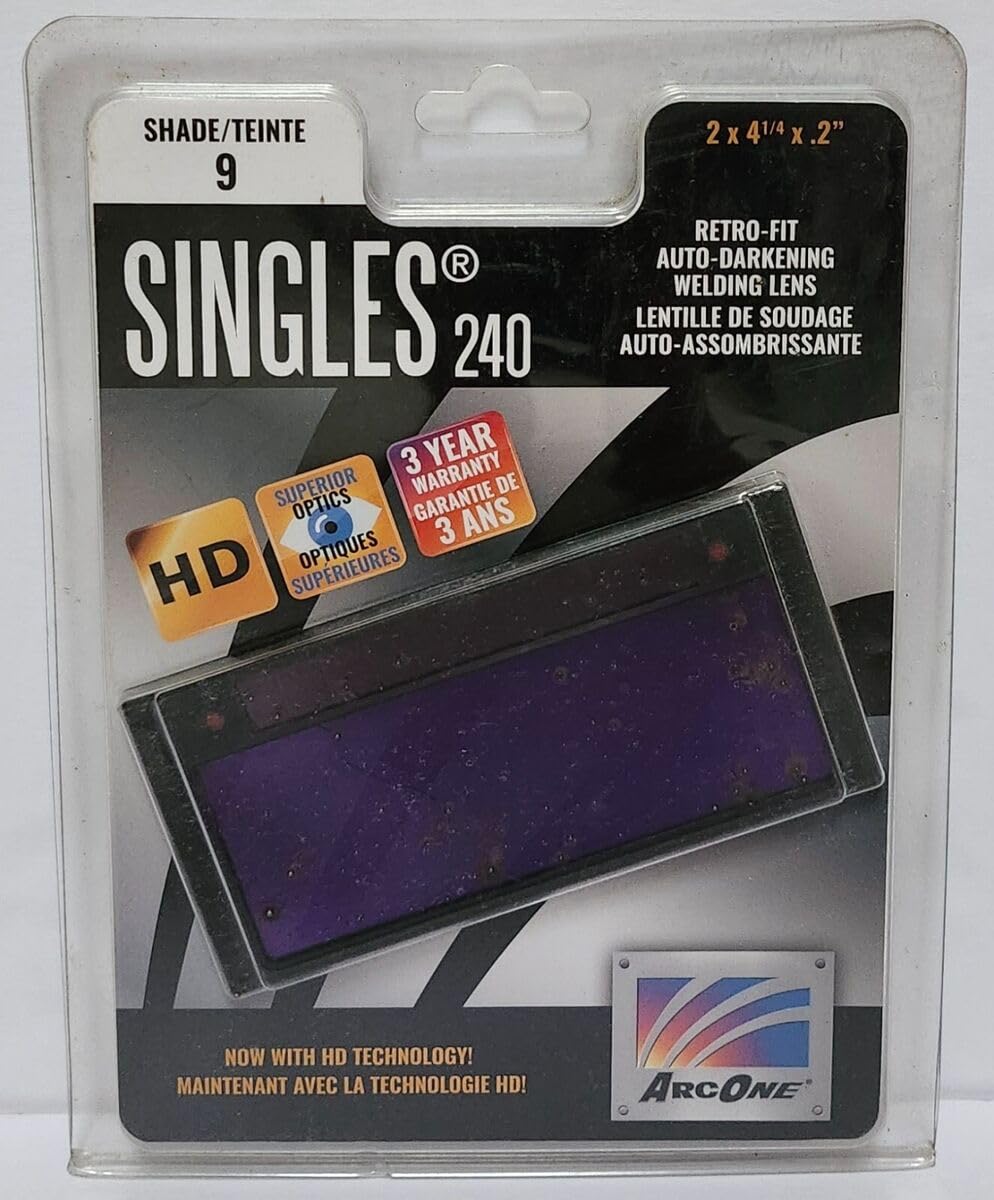 ArcOne S240-9 Horizontal Single Auto-Darkening Filter for Welding, 2 x 4, Shade 9