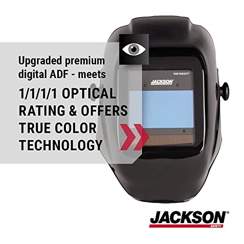 Jackson Safety Insight Auto Darkening Welding Helmet, Digital Variable Auto Darkening Filter and HLX100 Shell, Universal Size Black