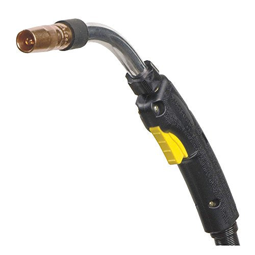 Bernard Q3010AE8EMC MIG Welding Gun, 300 A, 10 Ft. L, featuring a 300 amp mig gun design with Centerfire consumables for 0.045 inch wire and a comfortable B Series Small Curved handle.