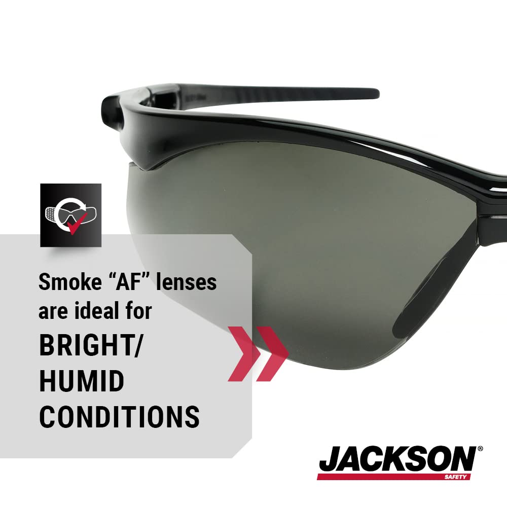 Jackson Safety 50006, SG Black Frame, Grey Lens, Safety Glasses, Pack of (12)