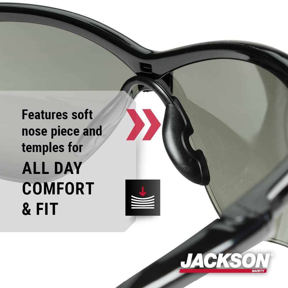 Jackson Safety 50006, SG Black Frame, Grey Lens, Safety Glasses, Pack of (12)