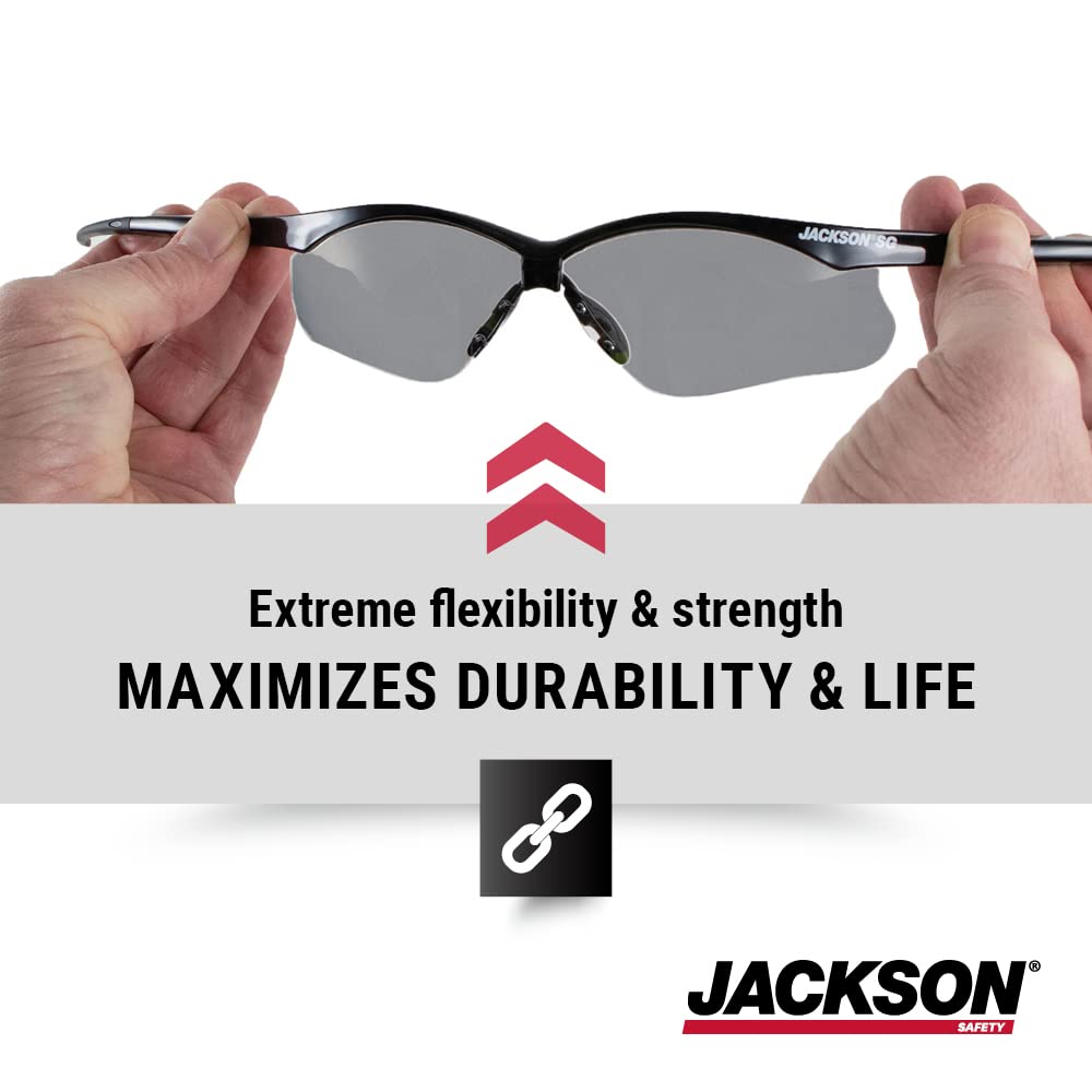 Jackson Safety 50006, SG Black Frame, Grey Lens, Safety Glasses, Pack of (12)