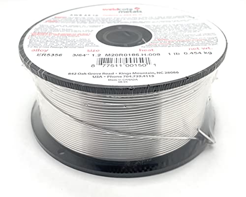 Close-up of Weldcote Metals 5356 aluminum MIG welding wire spools, designed for optimal corrosion resistance and suitable for various aluminum welding projects.