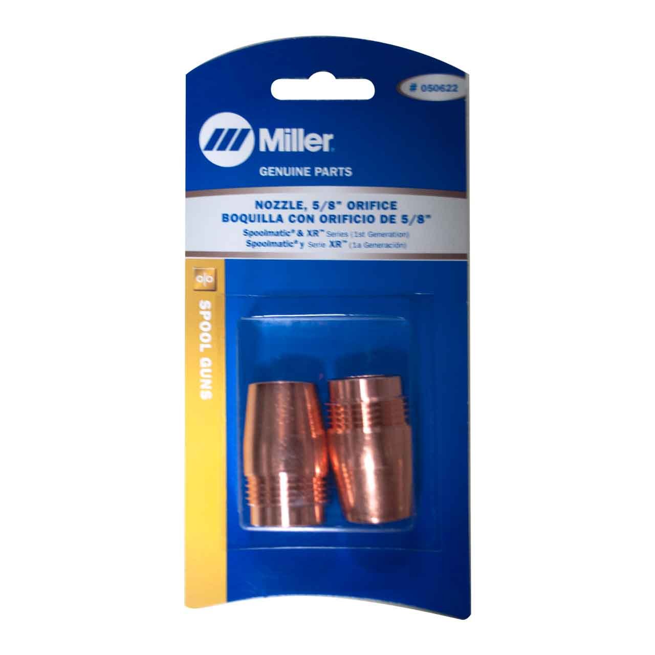 Miller 050622 Nozzle, 5/8" Bore X 1-5/8 Large, Pack of 2 - Durable welding nozzle pack of 2 designed for optimal performance with Miller Spoolmate 150.