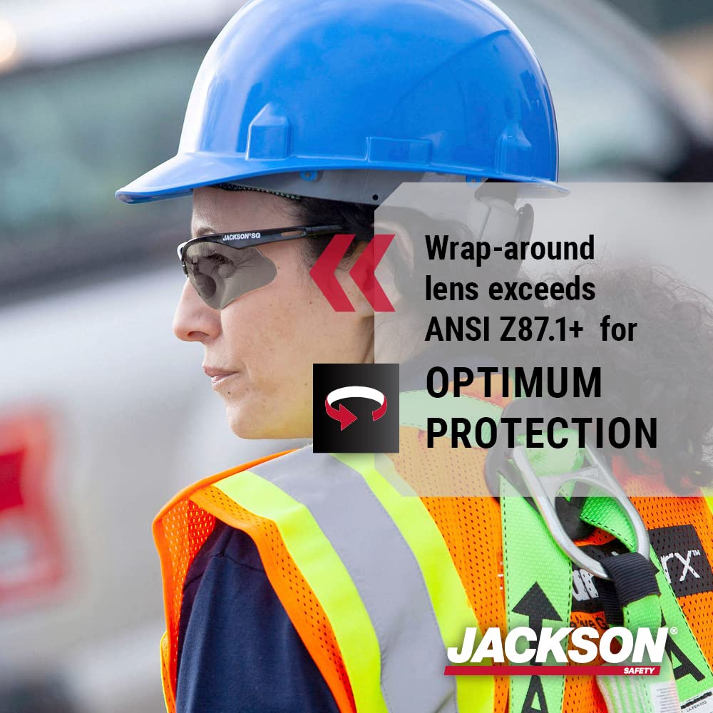 Jackson Safety 50006, SG Black Frame, Grey Lens, Safety Glasses, Pack of (12)