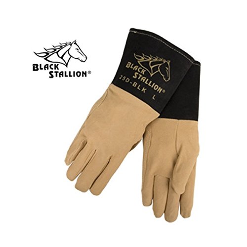 Black Stallion 25DXL X-Large Deerskin TIG welding gloves displayed in a pair, emphasizing their comfort and protection for TIG welding tasks. Tig Glove.