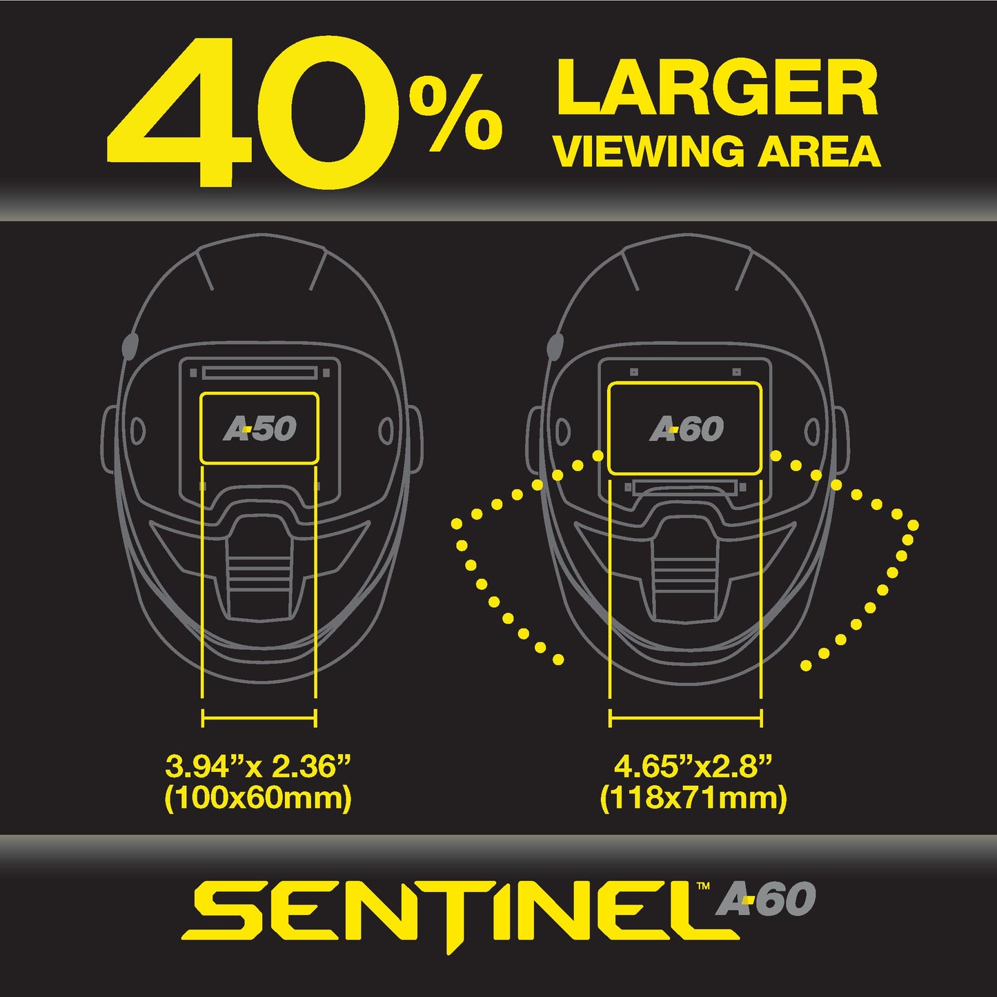 ESAB 0700600860 Sentinel A60 Welding Helmet on display, representing high-performance welding gear with advanced features.