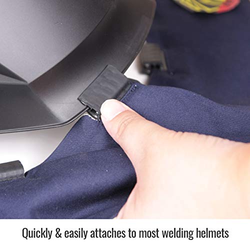 Close-up of the Black Stallion AH2140-NS FR Wraparound Helmet Bib, featuring double-layer FR cotton for comfort and durability.