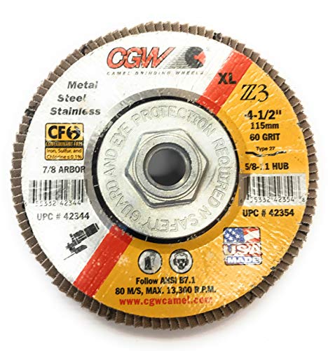CGW 42354, Flap Disc 4-1/2" x 5/8-11" 60 Grit Zirconia, Pack of (10)