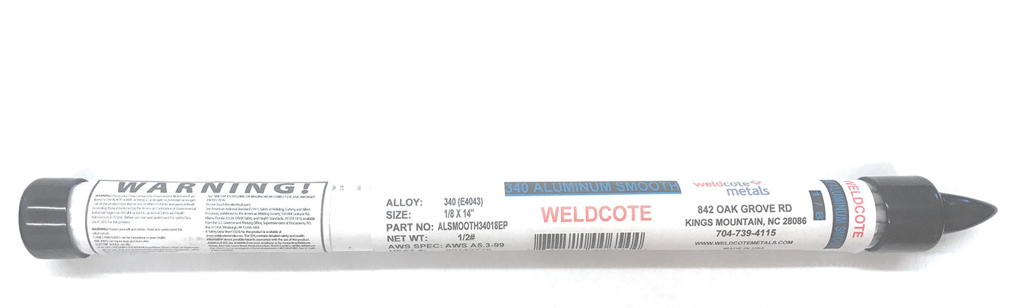 Weldcote Metals 4043 Aluminum Stick Electrode - 1/2# Package (1/8" Diameter) ideal for aluminum welding electrodes application.