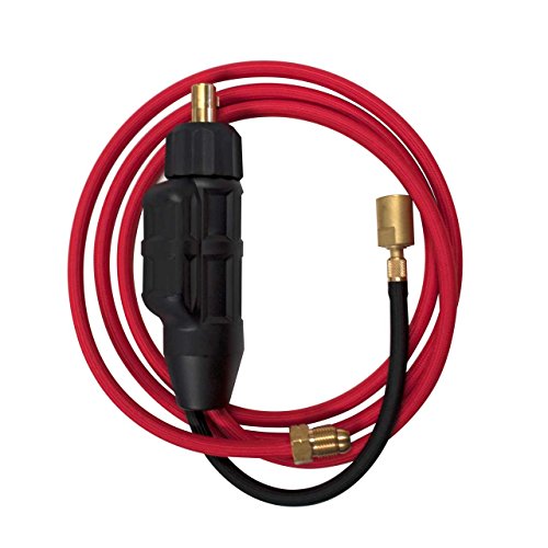 Close-up view of CK Worldwide CK SLWHAT-35M SafeLoc Male Dinse 35M (1/2") Water-Cooled Gas-Thru showcasing the dinse style cable connector system for efficient TIG welding.