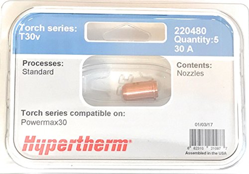 Hypertherm Powermax 30 Nozzle 220480, a pack of 5 plasma cutting nozzles from Hypertherm, engineered for superior performance and durability in plasma cutting systems.