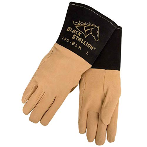 Black Stallion 25DXL X-Large Deerskin TIG welding gloves designed for durability and comfort, featuring premium split deerskin leather and Kevlar stitching, ideal for professional welders. Tig Glove.