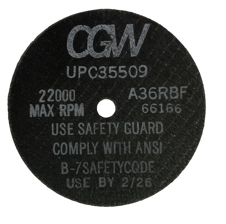 CGW Abrasives 35509 Type 1 Cut-Off Wheel – 4"x1/16"x3/8", A36-R-BF for Die Grinders, Pack of (50)