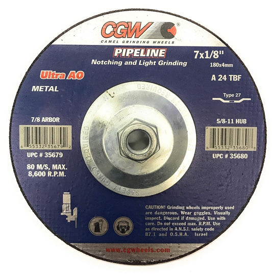 CGW 35680, Grinding Wheel 7" x 1/8" x 5/8-11, Aluminum Oxide, Pack of (10)