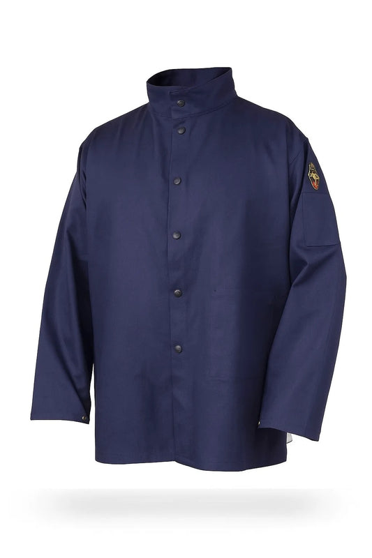 Black Stallion JF1625-NG Stretch-Back FR Cotton Welding Jacket, Navy/Gray, Medium