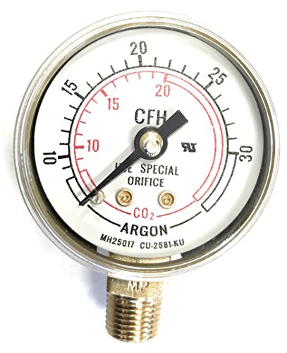 Victor Flow Gauge 1424=0254, featuring a 1.5 inch dial with a range of 0-30 CFH, 1/8 inch NPT bottom mount, highlighting CO2 measurement, ideal for precise gas flow monitoring.
