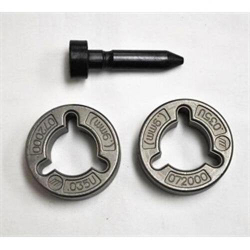 Close-up view of Miller 044749 .035 U-Groove Drive Roll Set, ideal for use with aluminum wire drive roll in welding projects.