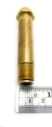 Measuring image of a brass regulator inlet nipple by Western Enterprises, part of the Western 15-3 Regulator Inlet Nipples, showcasing its threaded design.