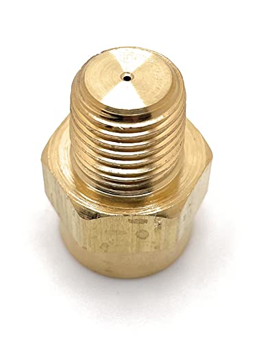 Miller 14990 1/4" Male NPT x 5/8-18 Female Outlet Bushing by Smith Equipment, featuring a high-quality brass fitting with male threads, ideal for plumbing connections.