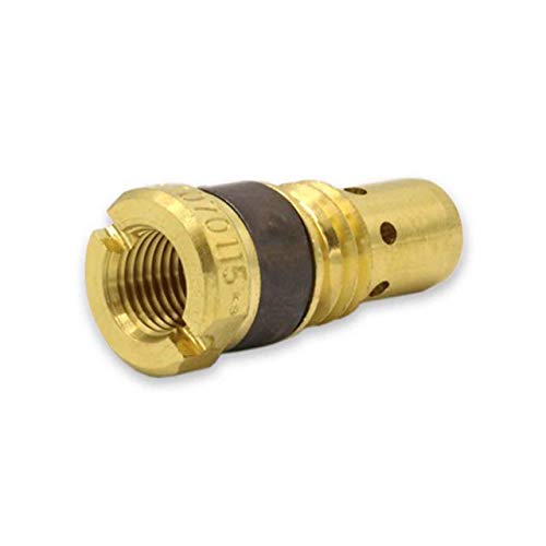Detailed view of the Miller 1070115 M-100/150 Mig Gun Conversion to MDX-100 Diffuser from Bernard Welding, highlighting its robust brass build and compatibility with AccuLock nozzles for superior performance.