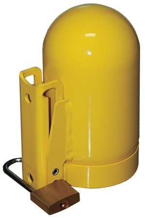 Safety Cap SC2FNNP by Saf-T-Cart, a locking cylinder cap measuring 7-1/2 x 3-1/2 inches, designed as an OSHA compliant lockout solution, ideal for Gas Apparatus Accessory applications.