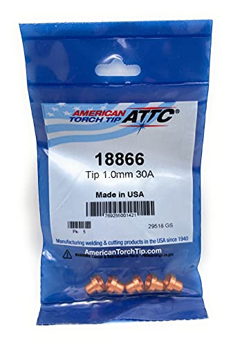American Torch Tip 18866 Plasma Cutting Tip 1.0mm 30A in pack, showcasing high-performance and durable construction for precision cutting.