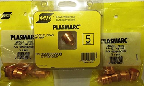 ESAB 0558002908 40 Amp nozzle, sold in a pack of 5, ideal for use with plasma torch nozzle assemblies.