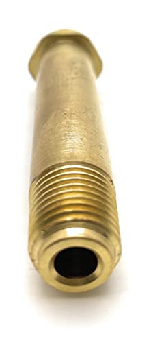 Profile view of a threaded brass regulator inlet nipple by Western Enterprises, included in the Western 15-3 Regulator Inlet Nipples set, highlighting its construction.