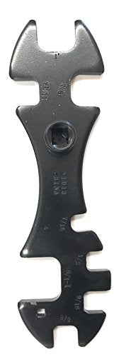 Weldmark 1013 10-Way Cylinder Wrench for Linde Style Valves & Acetylene MC/B - Pack of 1, showcasing multiple fitting sizes including 7/16", 1/2", 9/16", 5/8", 1-1/8", 11/16", 1", and 7/8".