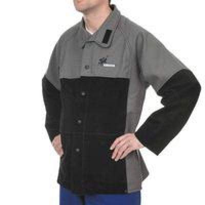Welding Jacket, FR Cotton, X-Large, Black/Grey