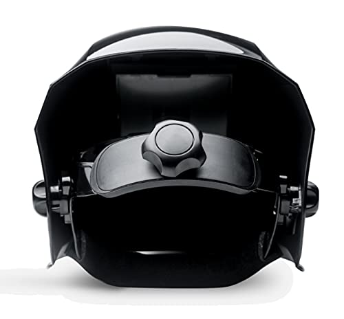 Interior view of the Washington Alloy H800D-TC XL Hyper-view Auto Darkening Welding Helmet, highlighting its user-friendly control features.