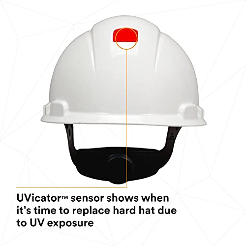 3M Hard Hat H-701R-UV showcased with unique UVicator sensor to indicate UV exposure and ensure optimal protection in outdoor environments.