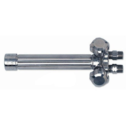 Close-up of Smith WH200A Heavy Duty Torch Handle 7-1/2 in. by Miller, showcasing the fluted brass handle and stainless steel ball valves for reliable performance.