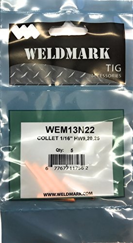 Weldmark TIG Collet #9, 20, 25 Torch Pk = 5 (13N22-1/16")