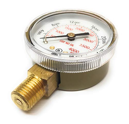 Harris 9006135, 2" x 1/4" NPT Bottom Mount Gauge, 1 Each (0-4000 PSI)