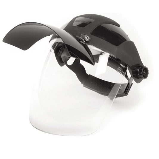 Sellstrom DP4, Face Shield, Clear Anti Fog Polycarbonate Window with Shade 8 Flip Up Visor