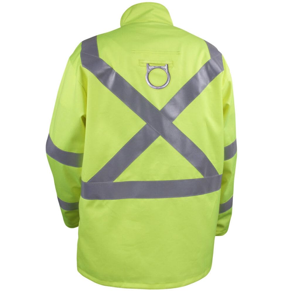 Black Stallion JF1012-LM Hi-Vis Safety FR Cotton Welding Jacket with FR Reflective Tape, Lime, 2X-Large