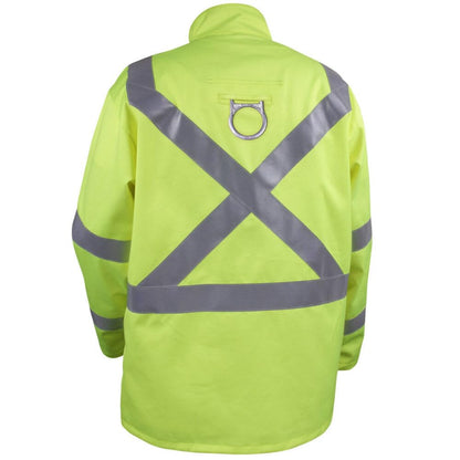 Black Stallion JF1012-LM Hi-Vis Safety FR Cotton Welding Jacket with FR Reflective Tape, Lime, 2X-Large