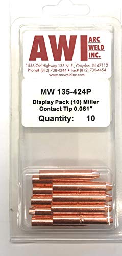 135-424 Miller Style Spoolmatic and XR 1st Generation Series Contact Tip .047-.061 - Arc Weld by Masterweld Pack of (10)