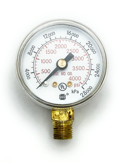 9006025 Harris 1.5" x 0-4000 PSI Gauge, 1/8" NPT Bottom Mount