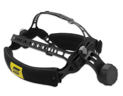 Close-up view of ESAB Sentinel A60 Halo Headgear demonstrating its lightweight construction and adjustable features for enhanced support and fit.