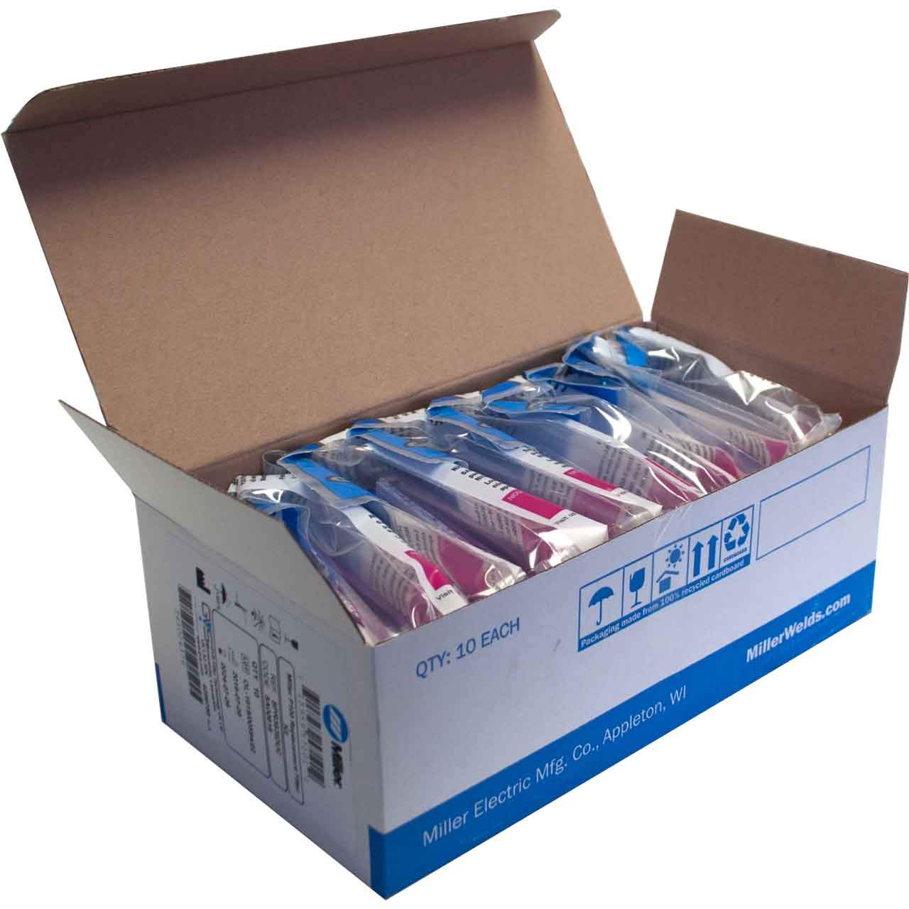 Miller Electric Miller SA00818 P100 Filters, LPR-100, Box of 10 Pairs featuring advanced p100 particulate filters designed for effective air cleaning against airborne particulates.