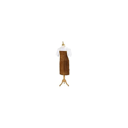 Black Stallion 42A 42" Quality Side Split Cowhide Welding Bib Apron on a display mannequin, highlighting the apron’s sleek design and practical features for welders.