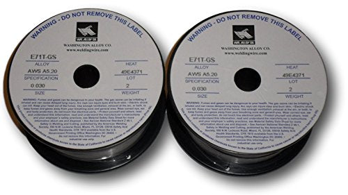 Washington Alloy E71T-GS Gasless Mig Wire .030", 2 lb., Pack of 2 for welding Mild Steel, ideal for home workshops and perfect for single pass fillet and lap welding applications.