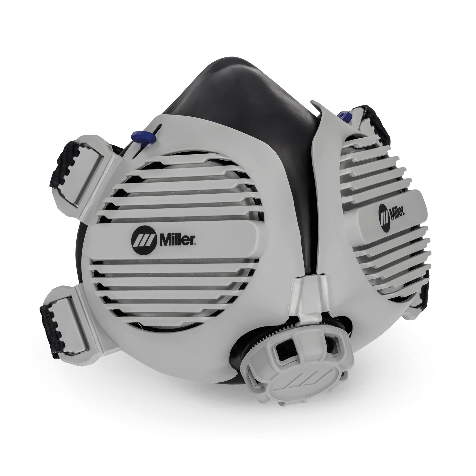 Close-up view of Miller LPR-100 Gen. II Half Mask Respirator focusing on its nuisance OV relief filters, ideal for p-100 organic vapor protection.