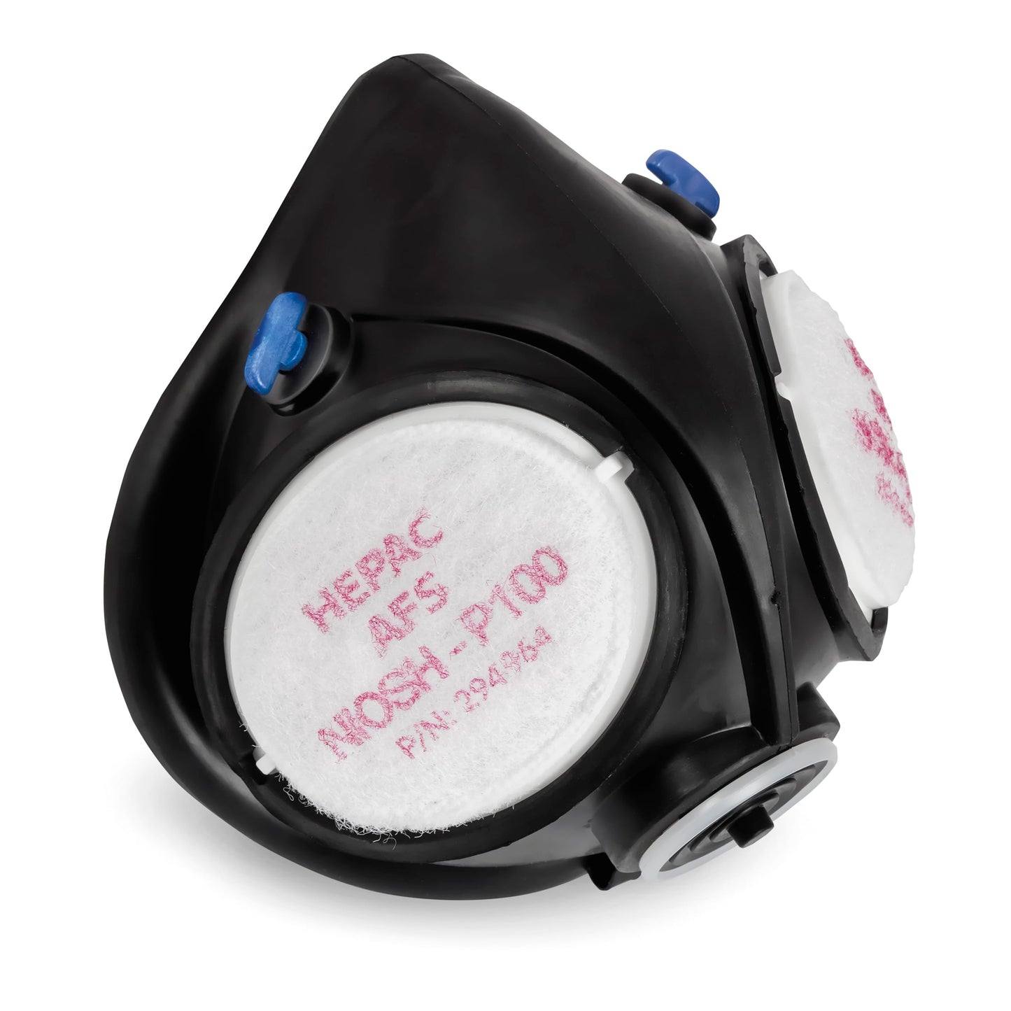 Miller 295274 LPR-100 Gen. II Half Mask Respirator showing the ergonomic design and downward-facing exhaust valve for optimal p-100 nuisance organic vapor relief.