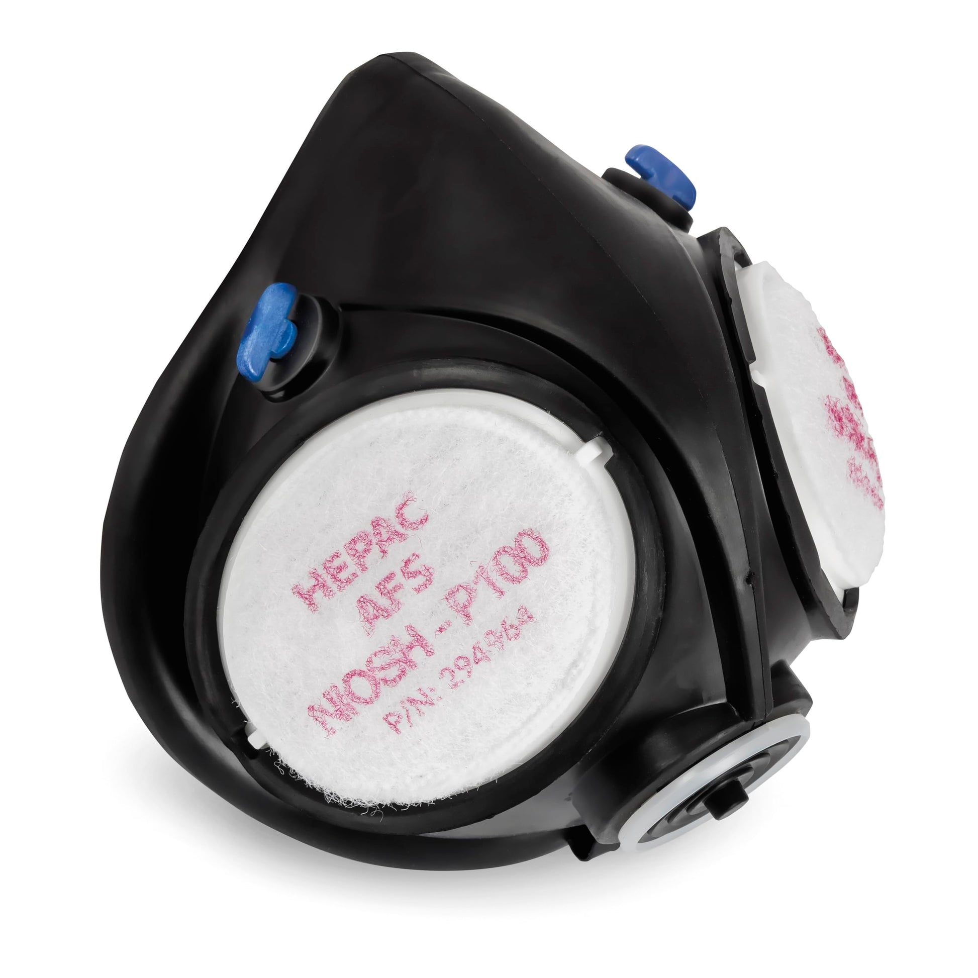 Miller 295274 LPR-100 Gen. II Half Mask Respirator showing the ergonomic design and downward-facing exhaust valve for optimal p-100 nuisance organic vapor relief.