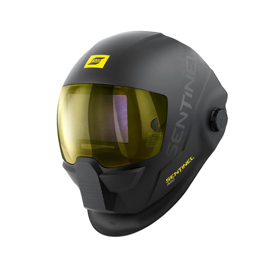 ESAB 0700600860 Sentinel A60 Welding Helmet, featuring a panoramic view and auto-darkening technology for enhanced clarity.